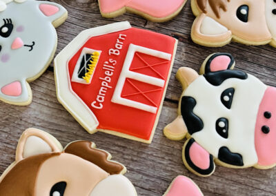 farm theme birthday cookies